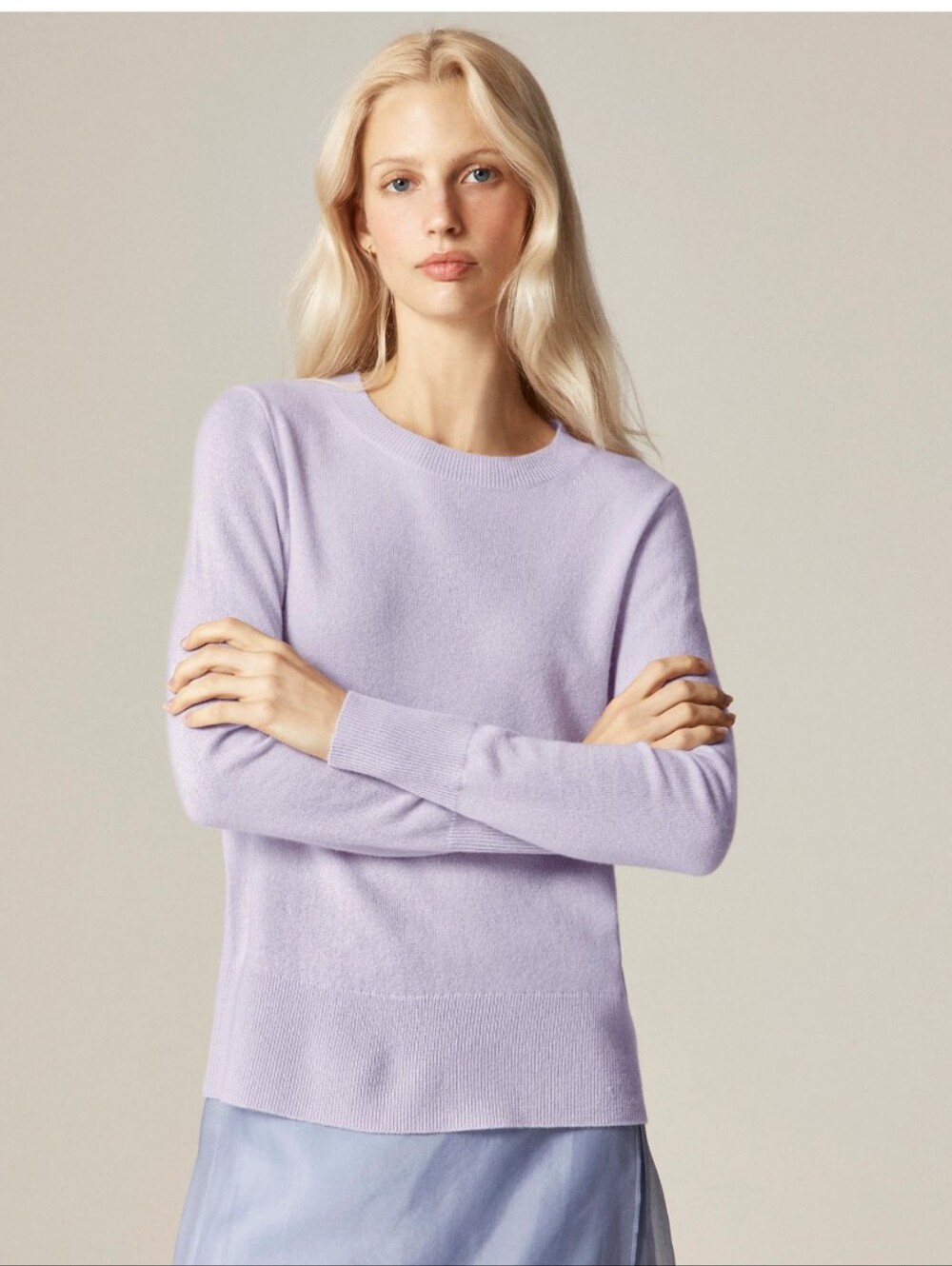 J. Crew Lavender Cashmere Classic-Fit Crewneck Sweater Size Medium